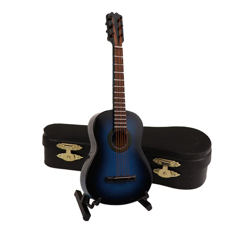 Wooden Musical Instruments Collection Decorative Ornaments Mini Classical Guitar With Support Miniature Model Decoration Gifts