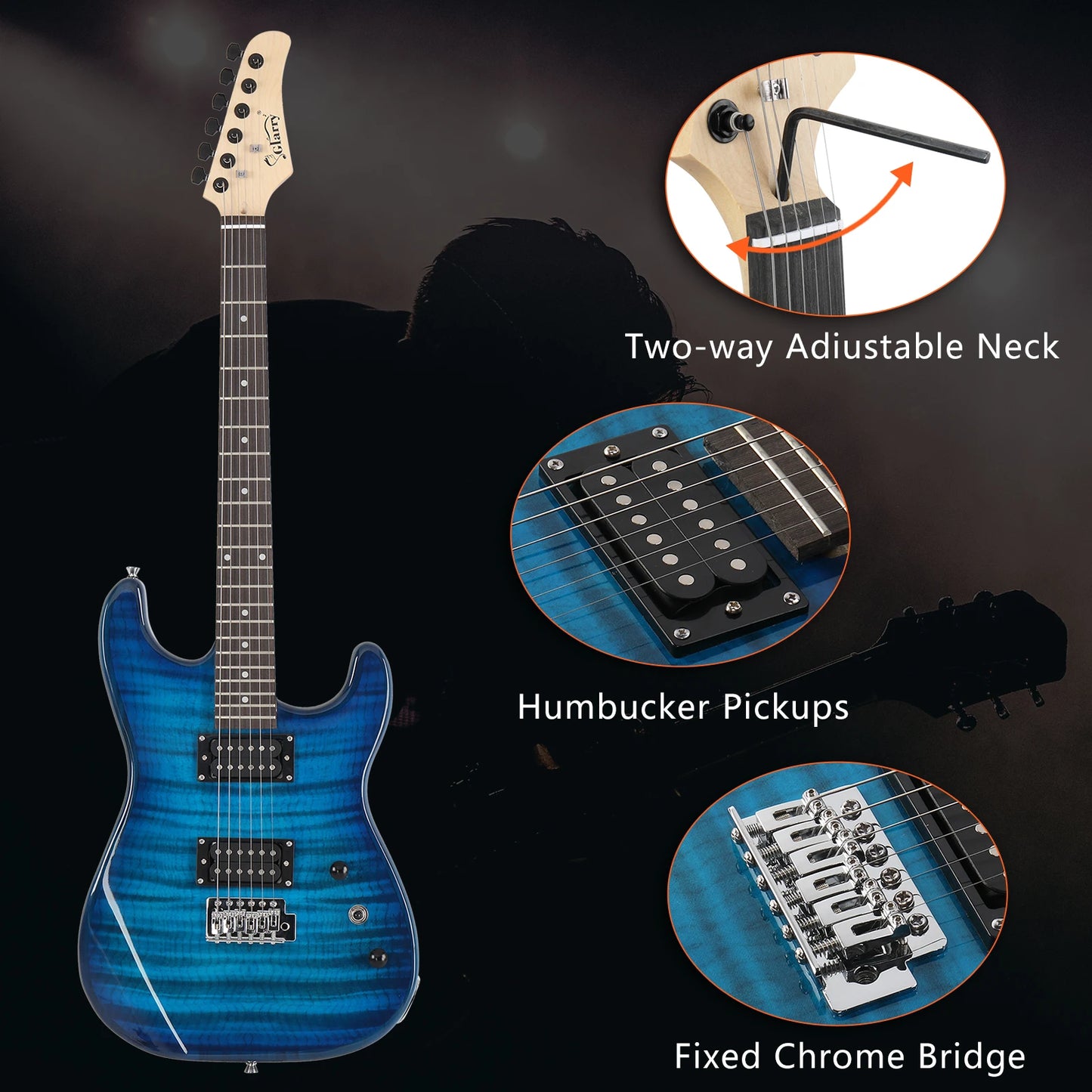 GST Stylish H-H Pickup Tiger Stripe Electric Guitar