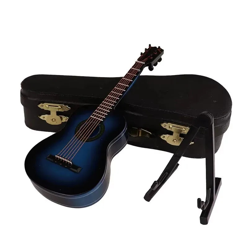 Wooden Musical Instruments Collection Decorative Ornaments Mini Classical Guitar With Support Miniature Model Decoration Gifts