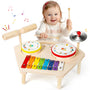 7-in-1 Wooden Montessori Drum Set for Toddlers