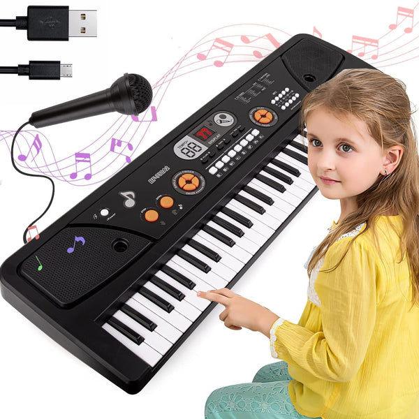 M SANMERSEN Piano for Kids with Microphone Kids Piano Keyboard for Beginners Portable Electronic Keyboard with MP3 Function/ Led Display 61 Keys Musical Piano Toys for Boys Girls Ages 3-12