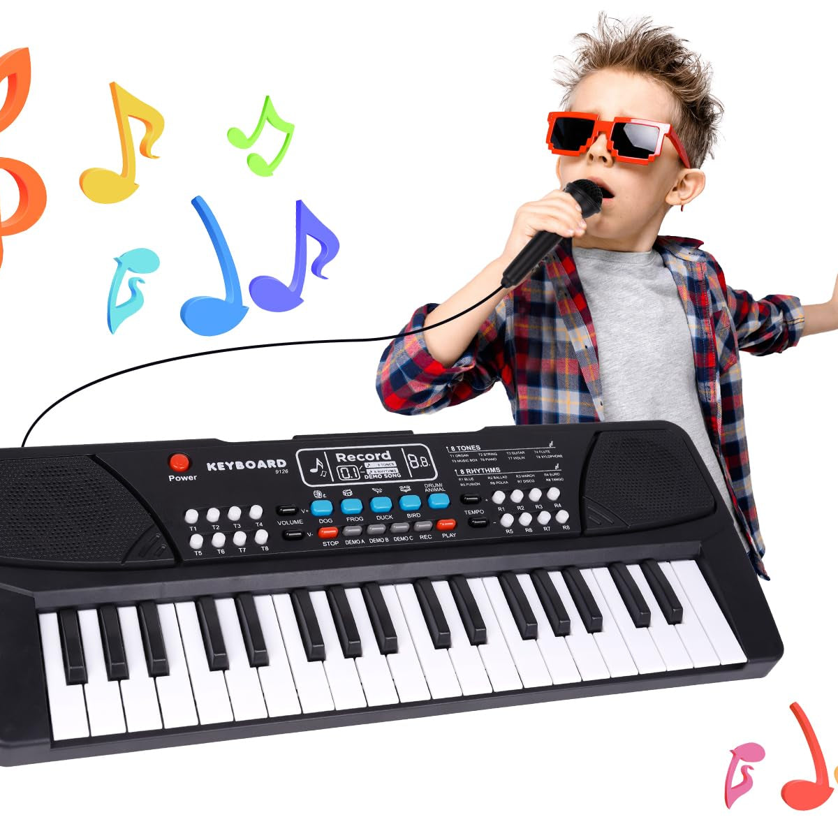 37-Key Kids Piano Keyboard with Microphone & Record Playback