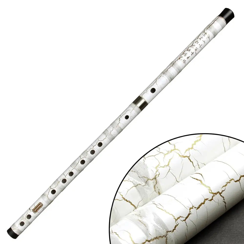 CDEFG Key White Bamboo Flute Traditional Handmade Woodwind Dizi Instrument