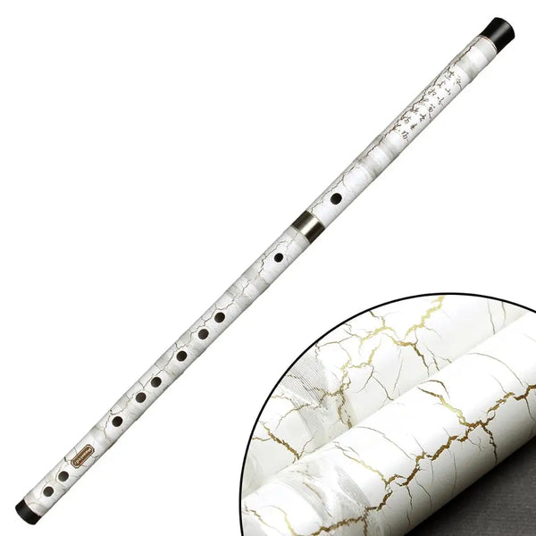 CDEFG Key White Bamboo Flute Traditional Handmade Woodwind Dizi Instrument
