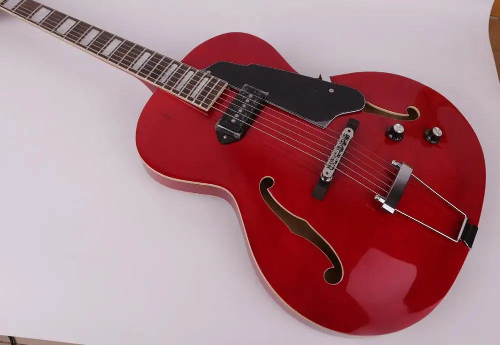 Good Quality Jazz Hollow Body Double F Hole Red Electric Guitar