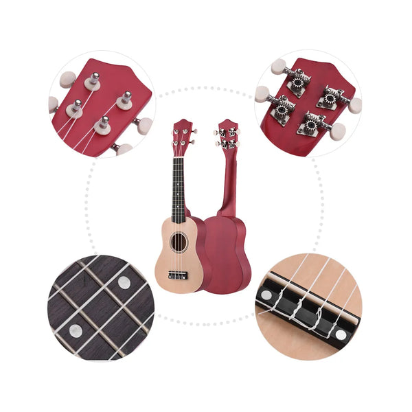 21 Inch Colored Soprano Ukulele Kit Basswood with Bag Strap Picks Tuner