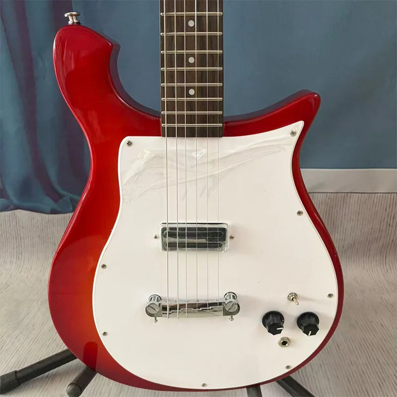 Red electric guitar with white pickguard