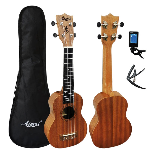 Aiersi 21 Inch Mahogany Soprano Ukulele Guitar 4 String Hawaiian Mini Guitar