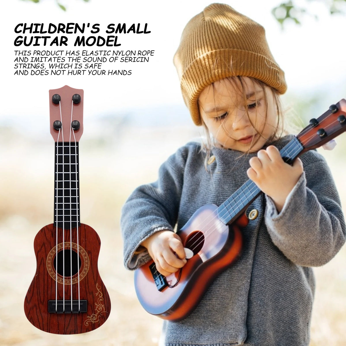 Kids Small Classical Ukulele Guitar Toy Lightweight Adjustable Holiday Gift