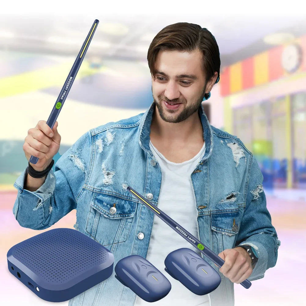 Air Drum with Drumsticks Set Portable Electronic Virtual Air Drum Drumsticks Pedals Professional for Beginners Children Adults