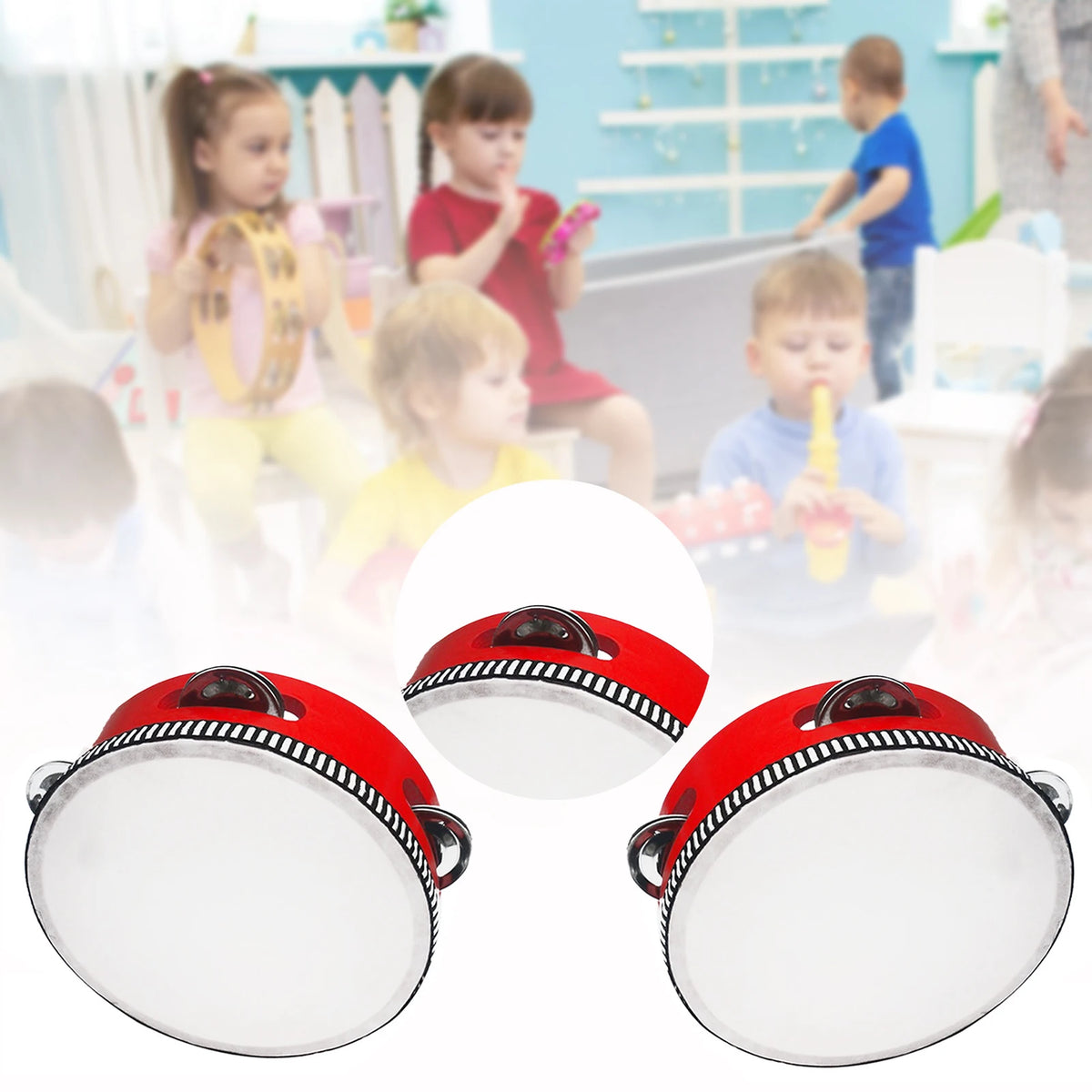 Children Portable Wooden Tambourine