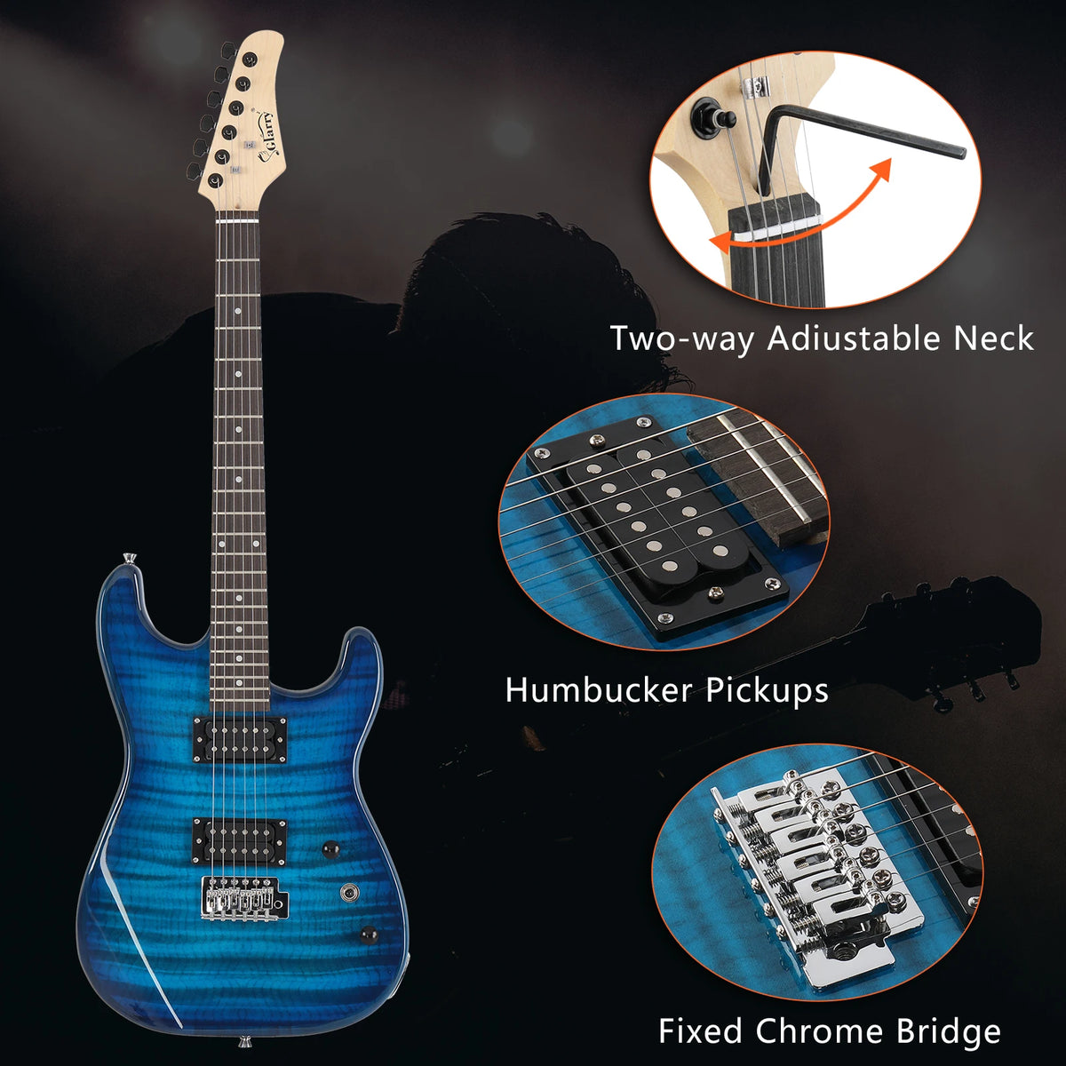 GST Stylish H-H Pickup Tiger Stripe Electric Guitar