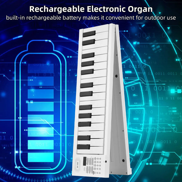 61-Key Foldable Electronic Piano Keyboard with LED Display Built-in Battery