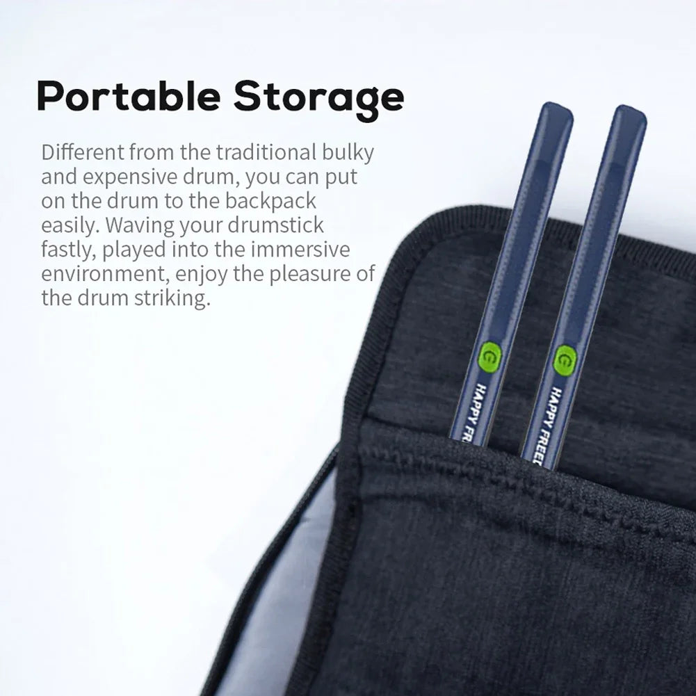 Air Drum with Drumsticks Set Portable Electronic Virtual Air Drum Drumsticks Pedals Professional for Beginners Children Adults