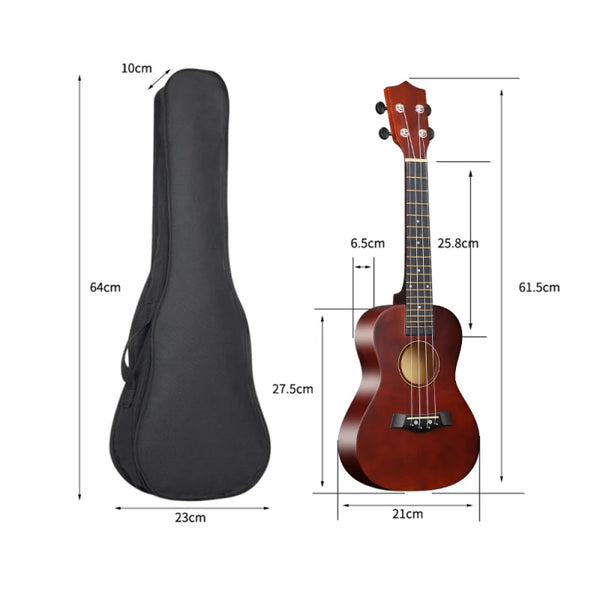 23 Inch Ukulele Kit with Bag Strings Strap Capo Pick Tuner for Beginners