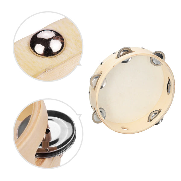 8 Inch Hand Tambourine with Metal Single Row
