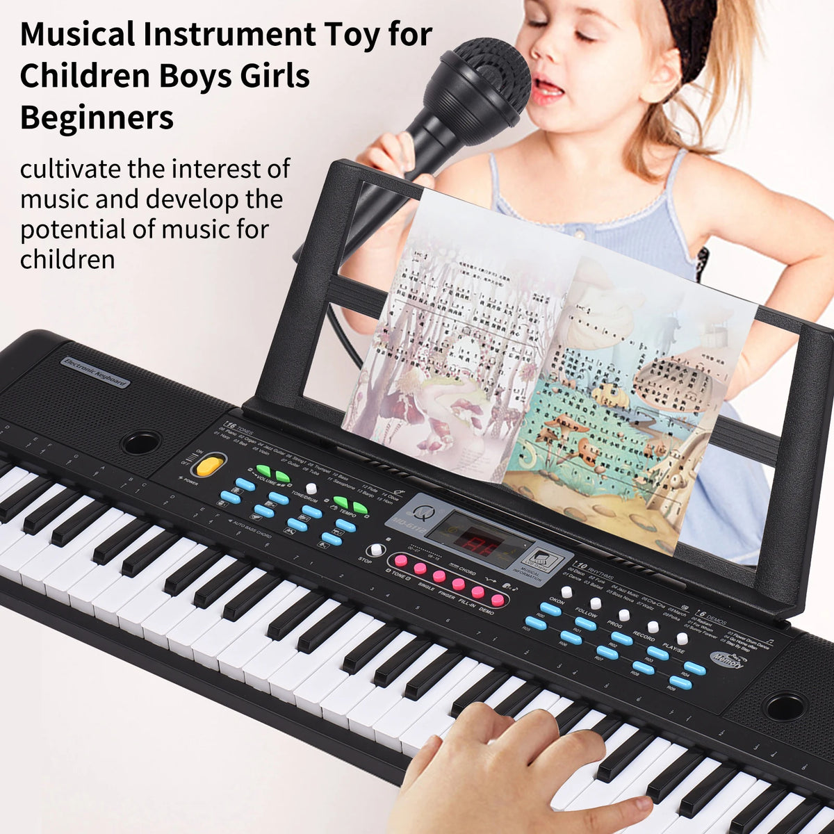 61 Keys USB Electronic Organ Kids Electric Piano with Microphone & Keyboard