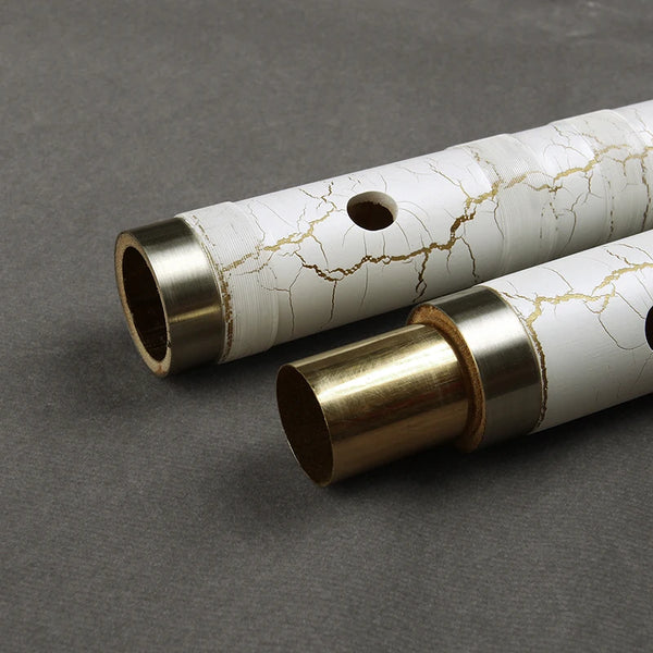 CDEFG Key White Bamboo Flute Traditional Handmade Woodwind Dizi Instrument