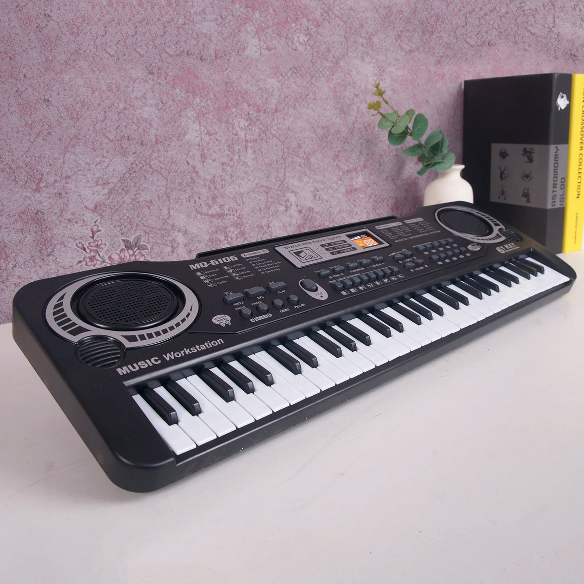 61 Keys Digital Electronic Keyboard Black Electric Piano with Microphone