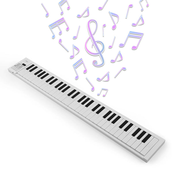 61-Key Foldable Electronic Piano Keyboard with LED Display Built-in Battery