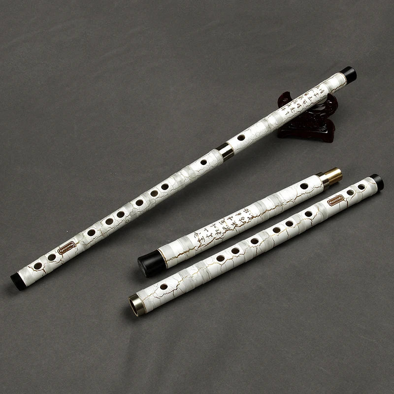 CDEFG Key White Bamboo Flute Traditional Handmade Woodwind Dizi Instrument