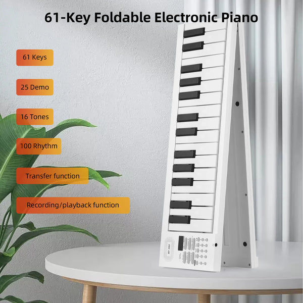 61-Key Foldable Electronic Piano Keyboard with LED Display Built-in Battery