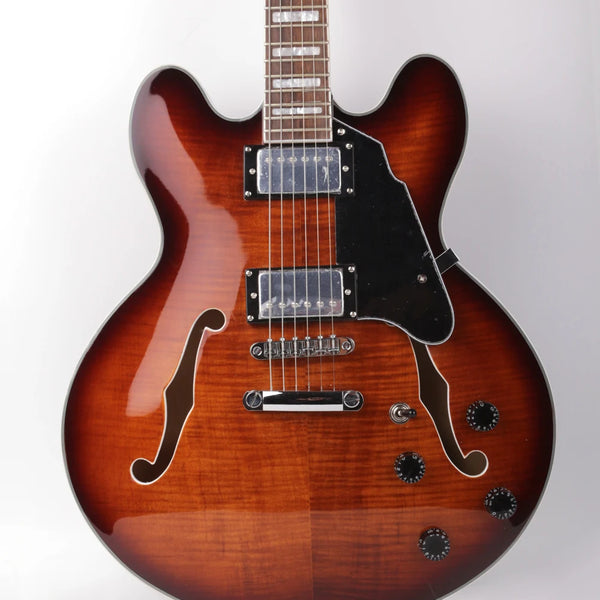 Jazz Hollow Body F Hole Double Cutaway Blue Electric Guitar