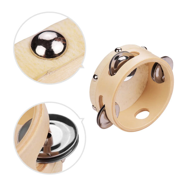Hand Tambourine with Metal Single Row Jingles