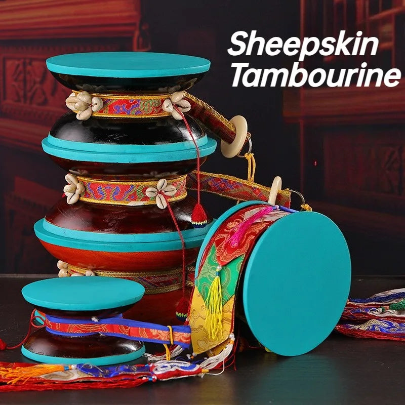Nepalese Handmade Sheepskin Tambourines
