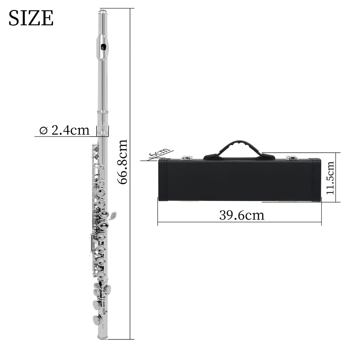 SLADE 16 Closed Holes C Key Concert Flute Professional Woodwind with E Key