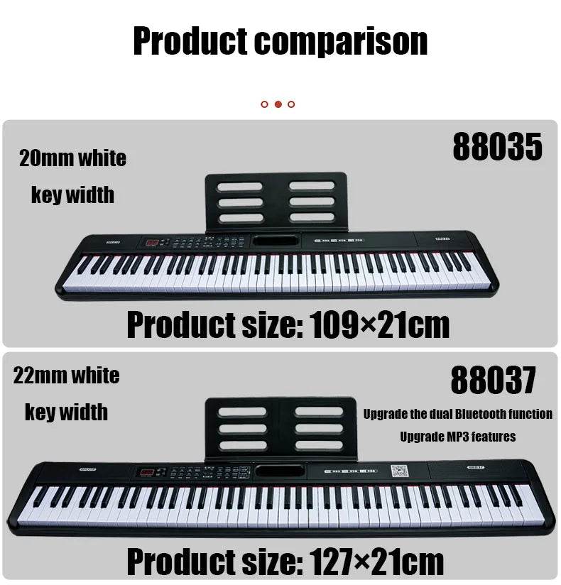 88 Keys Portable Digital Piano Electronic Keyboard for Beginners