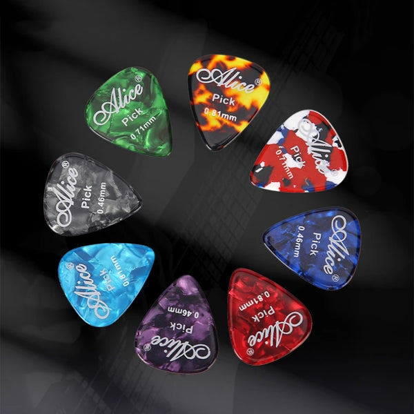 6pcs Celluloid Guitar Picks 0.46mm to 1.5mm for Acoustic & Electric Guitar