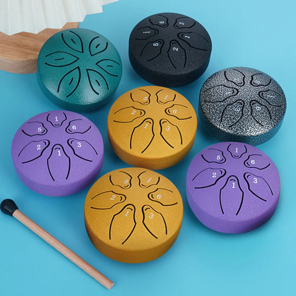 3 Inch 6 Notes Steel Tongue Drum Mini Hand Drum Ethereal Percussion