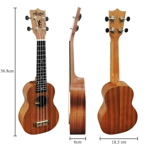 Aiersi 21 Inch Mahogany Soprano Ukulele Guitar 4 String Hawaiian Mini Guitar