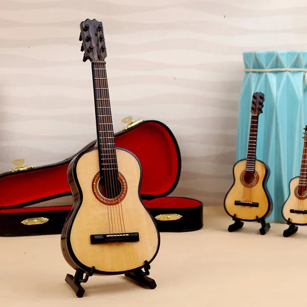 Wooden Mini Classical Guitar Decorative Ornament Miniature Model Gift