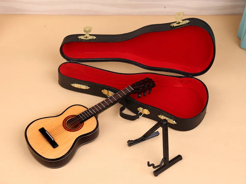 Wooden Mini Classical Guitar Decorative Ornament Miniature Model Gift