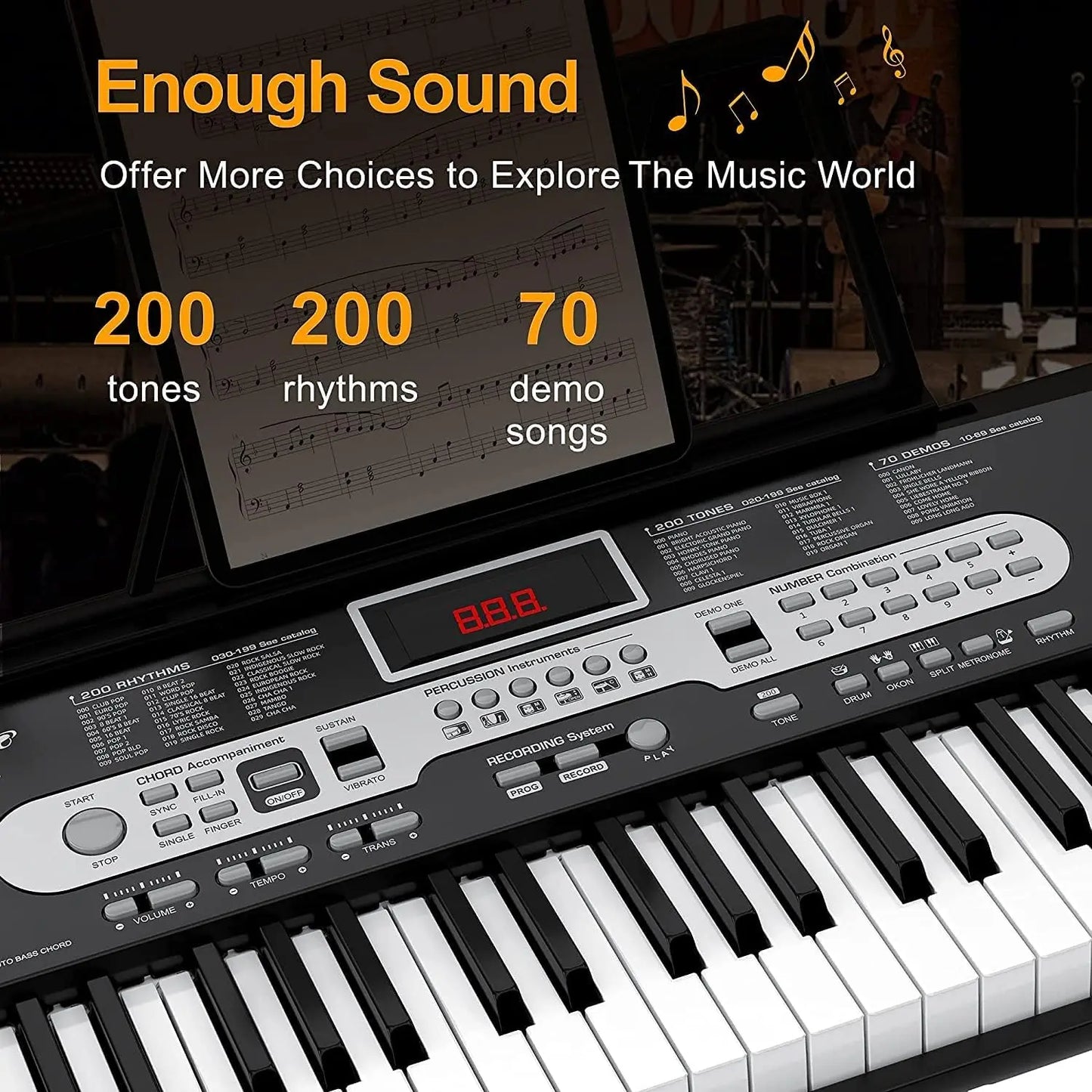 1 pcs 61-Key Children'S Portable Electronic Keyboard Portable Bst-8602 with Microphone Musical Education Toys Instrument Gift