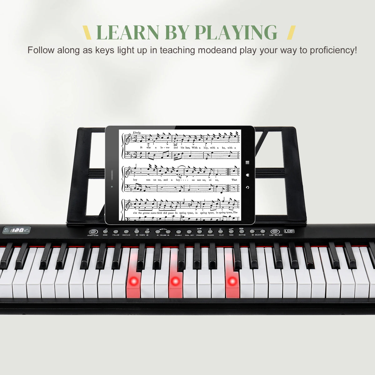 Glarry GEP-109 61 Key Keyboard with Stand Bench Speakers Headphone Microphone