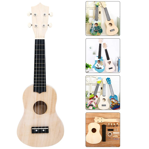 Ukulele DIY Kit Wooden Stringed Instrument Gift for Beginners