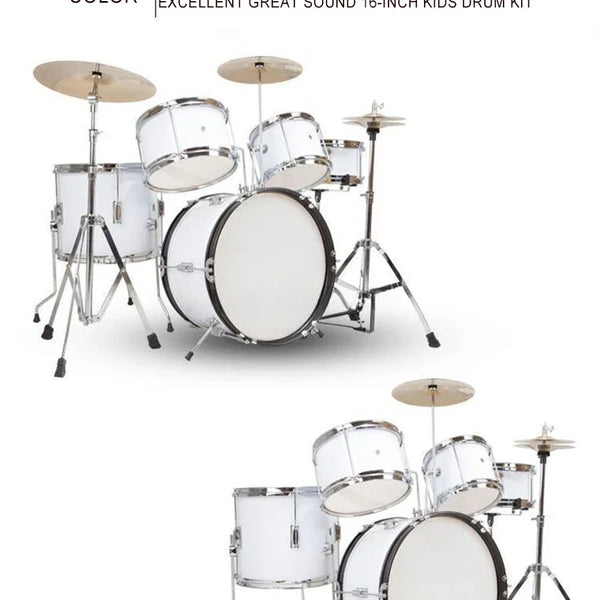 Drum Kit 5 Drums 2 Cymbals Full Size Kids Percussion Instrument Set