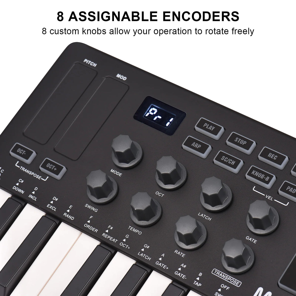 M-VAVE 25-Key MIDI Controller Mini Portable USB Keyboard 8 RGB Backlit Pads