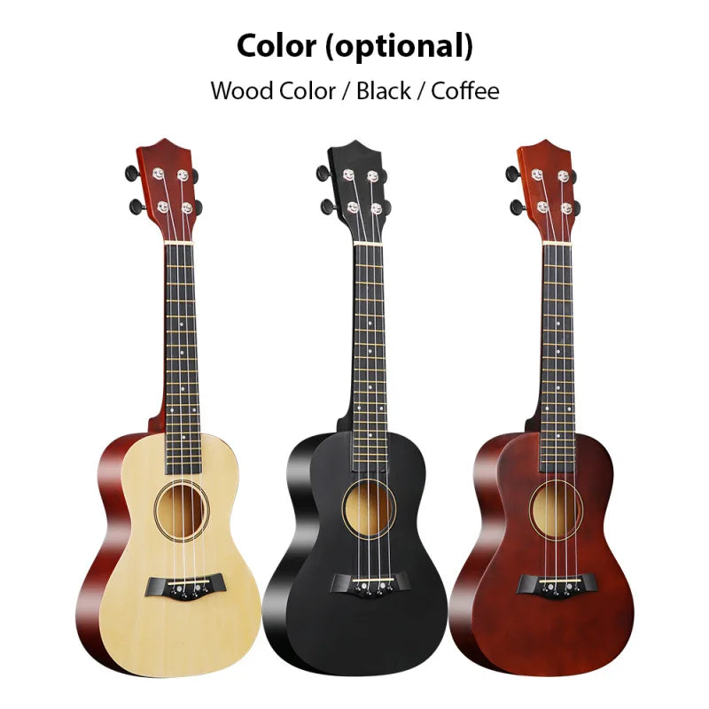 23 Inch Ukulele Kit with Bag Strings Strap Capo Pick Tuner for Beginners
