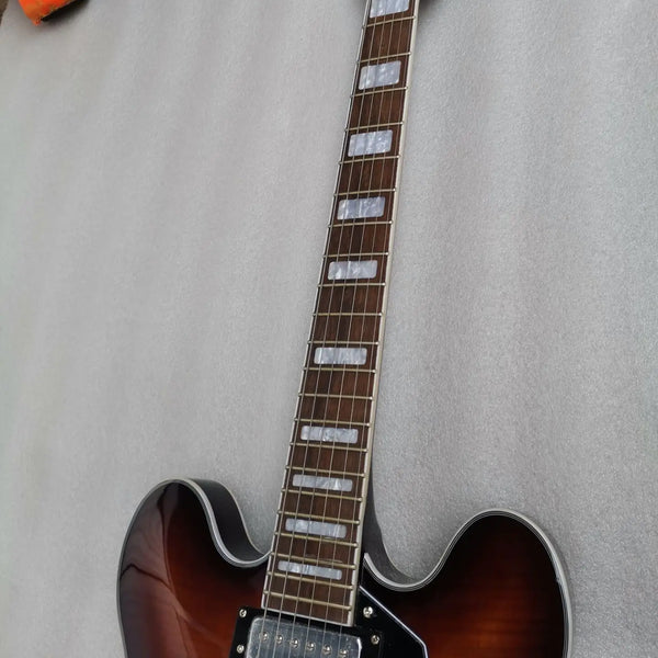 Jazz Hollow Body F Hole Double Cutaway Blue Electric Guitar