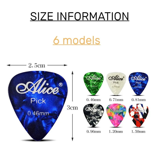 6pcs Celluloid Guitar Picks 0.46mm to 1.5mm for Acoustic & Electric Guitar