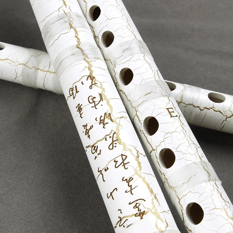CDEFG Key White Bamboo Flute Traditional Handmade Woodwind Dizi Instrument