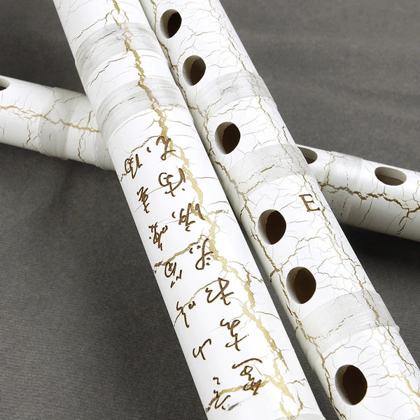 CDEFG Key White Bamboo Flute Traditional Handmade Woodwind Dizi Instrument