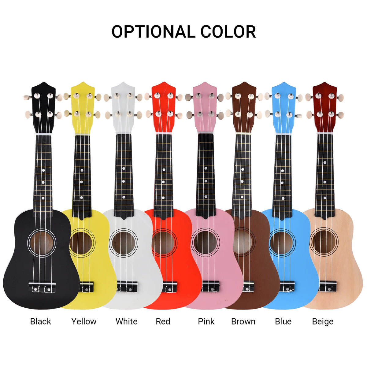 21 Inch Colored Soprano Ukulele Kit Basswood with Bag Strap Picks Tuner