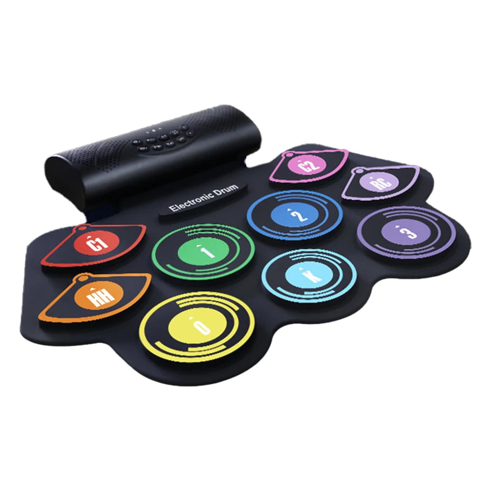 9 Pads Roll Up Electronic Drum Pad Set with Drumsticks & Sustain Pedal