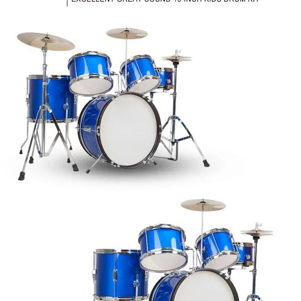 Drum Kit 5 Drums 2 Cymbals Full Size Kids Percussion Instrument Set