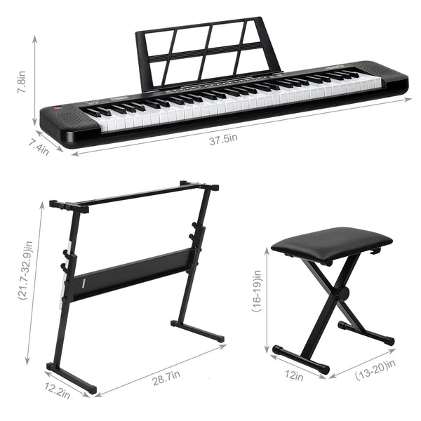 Glarry GEP-109 61 Key Keyboard with Stand Bench Speakers Headphone Microphone